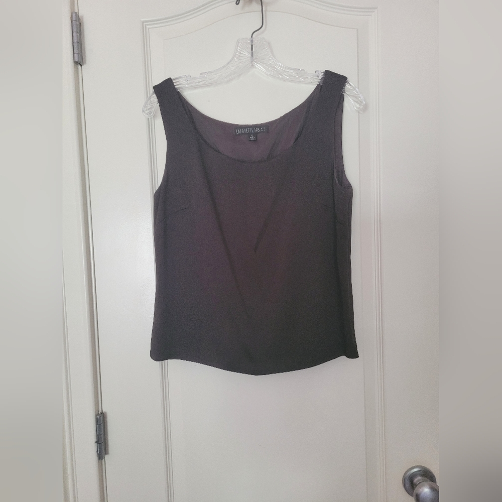 Lafayette 148 Brown Synthetic Blend Sleeveless Top
